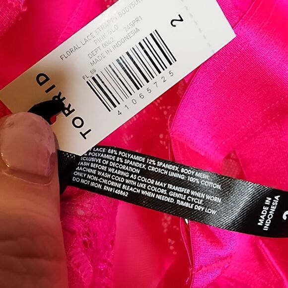 2X 18W 20W Pink Floral Lace Stretch Bodysuit Strappy Lingerie Wireless Plussize - Picture 7 of 10